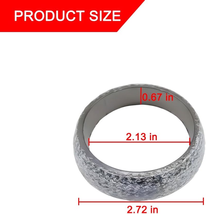 Bittwee 2PCS 54mm Car Exhaust Manifold Gasket, Automotive Replacement Exhaust Flange Gasket Seal Muffler Ring, Graphite Construction Exhaust Donut Muffler Gasket, Universal for SUV Truck RV - Image 2